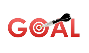 Picture of the word GOAL in red with the zero having concentric circles with a black dart in the bullseye Image by Tumisu from Pixabay