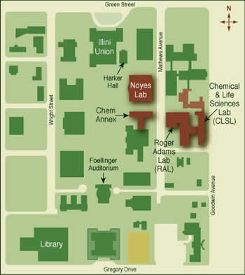 Campus map of the School of Chemical Sciences Buildings