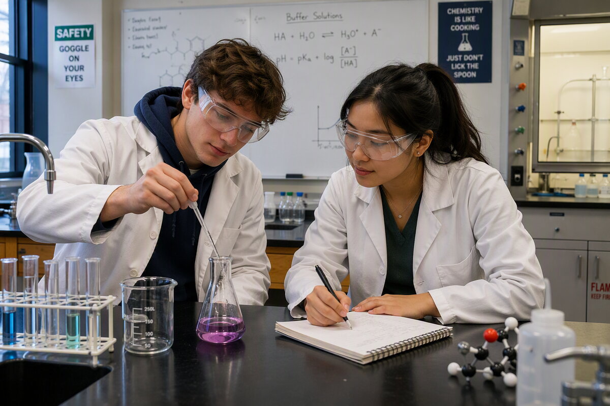 Chemistry lab students