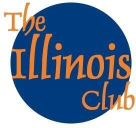 The illinois club logo, blue circle with orange The Illinois Club in script