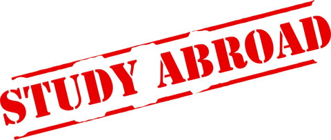 Study abroad in shape of a stamp