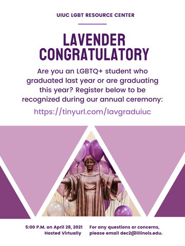 Picture of the Alma Mater statue with lavender baloons. Info is in body of the page.