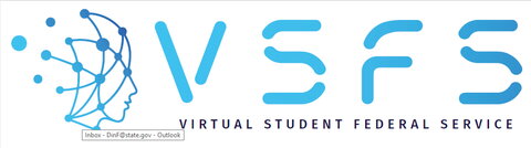 Virtual Student Federal Service logo, face in blue created with data points