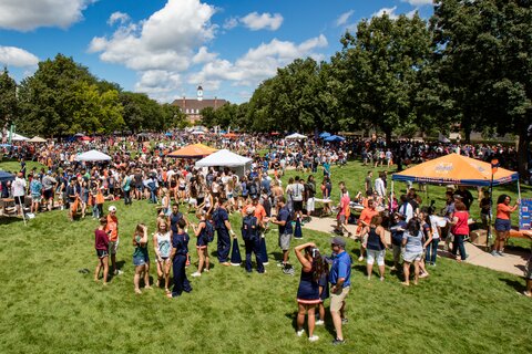 View from Foellinger Auditorium of Quad Day.