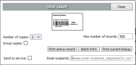 Picture of Label Generator Print Screen