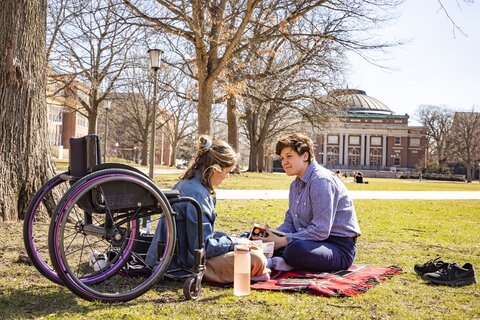 Spring Break - Main Quad - wheelchair - disability  70 degrees + sunshine = a glorious spring break at Illinois