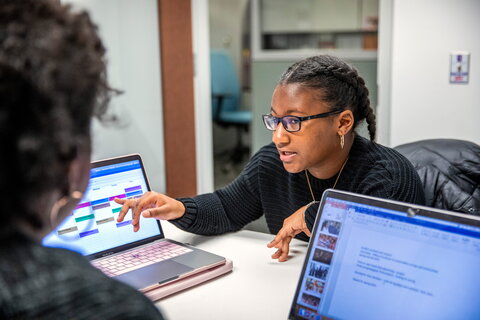 Student advising on a computer