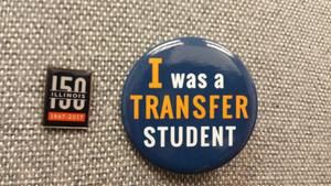 button saying I was a transfer student