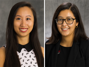 From left: chemistry graduate student Anita Wo and chemical and biomolecular engineering graduate student Claudia Berdugo-Díaz