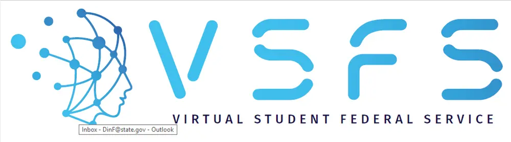Virtual Student Federal Service logo, face in blue created with data points
