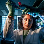 microbiologist adds solution to test tube